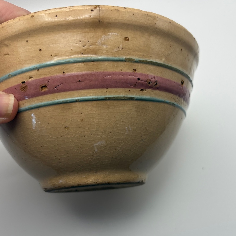 Vintage Ceramic Bowl with Stripes - Picture 9 of 14